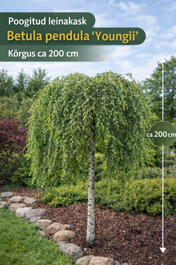 poogitud leinakask betula pendula youngii 200 cm
